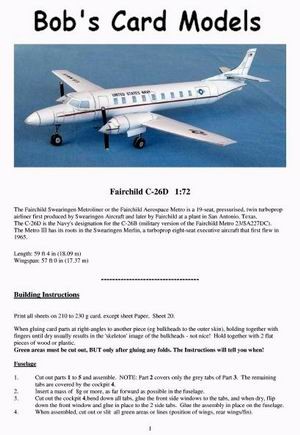 Bob's Card Models - Fairchild C-26D