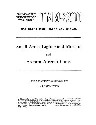 Small Arms, Light Field Mortars and 20-mm Aircraft Guns