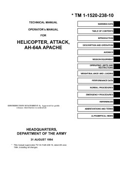 TM 1-1520-238-10 TECHNICAL MANUAL OPERATORS MANUAL FOR HELICOPTER, ATTACK, AH-64A APACHE