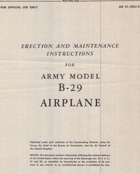 Erection and Maintenance Instructions for Army model B-29 Airplane