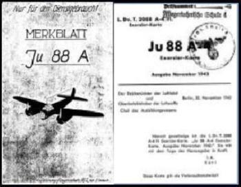Ju 88  A  Merkblatt.   Exerzier-Karte Ju 88 A-4