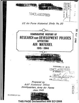 Comparative History of Research and Development Policies Affecting Air Materiel, 1915-1944