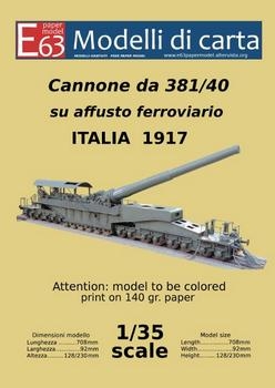 Cannone da 381/40 su affusto ferroviario [Modelli di Carta]