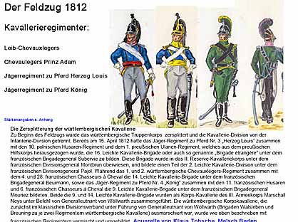 Die Einsaetze der wuertembergischen kavallerie und Artillerie 1812 -  1815
