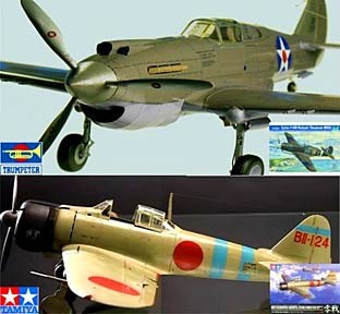 Trumpeter/Tamiya - Curtiss P-40B/Mitsubishi A6M2 Zero (1:32) [Tamiya video]