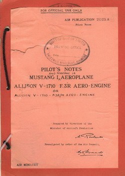 Pilot's Notes - Mustang I - Allison V-1710 engine