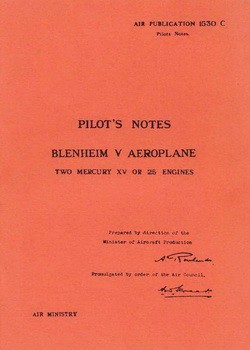 Pilots notes Blenheim V two Mercury XV or 25