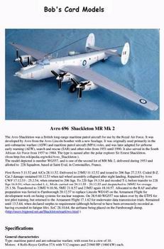 Bob's Card Models - Avro 696 shackleton MR Mk 2