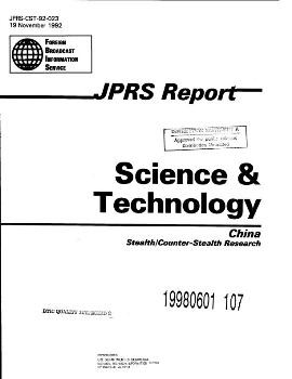 JPRS Report. Science & Technology. China.  Stealth / Counter-Stealth Research 