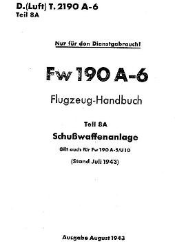 Fw 190 A-6.  Flugzeug-Handbuch. Teiil 8 A2 - Schubwaffenanlage