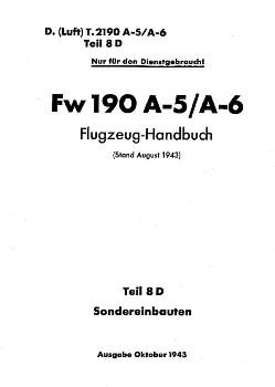 Fw 190 A-5/A-6. Flugzeug-Handbuch. Teiil 8 D - Sondereinbauten