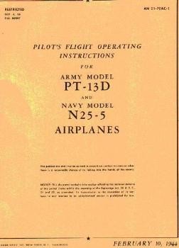 Pilot's Flight operating instructions For army model  PT-13D and Navy Model  N2S-5 Airplanes