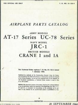 Airplane Parts Catalog. Army Models: AT-17 Series UC-78 Series. Navy Model JRC-1. British Models Crane I and IA. Part 1