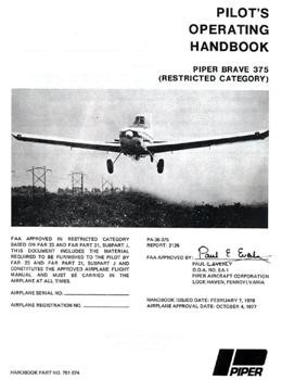 Pilot's Operating  Handbook: Piper Bravo 375. part 1