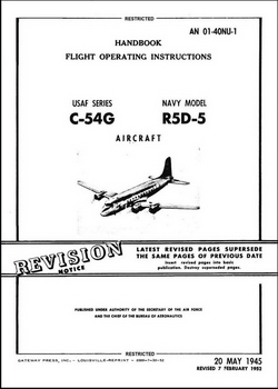Flight Operating Instructions USAF series C-54G and Navy Model R5-D5 aircraft 