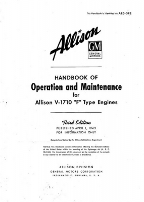Handbook of Operation and Maintenance for Allison V-1710 F Type Engine