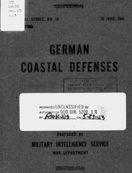 German Coastal Defenses. Special Series No. 15