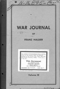War Journal of Franz Halder. Volume III