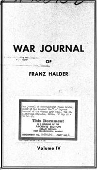 War Journal of Franz Halder. Volume IV