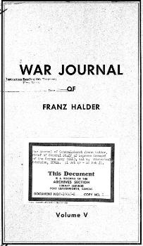 War Journal of Franz Halder. Volume V