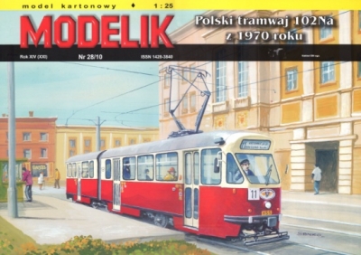 Polski tranwaj 102Na z 1970 roku (Modelik 2010-28).
