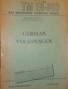 German Volkswagen Maintenance Manual  (Kubelwagen)