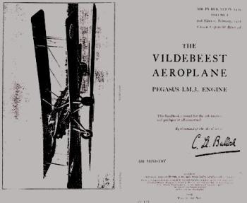 The Vildebeest Aeroplane. Pegasus I.M.3. Engine