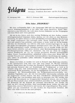Feldgrau: Mitteilungen einer Arbeitsgemeinschaft 14.Jahrgang 1966 Heft 1-6