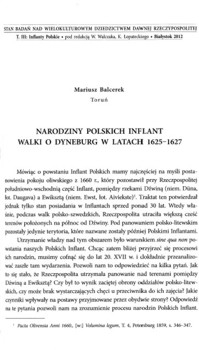 Narodziny polskich Inflant. Walki o Dynenburg 1625-1627